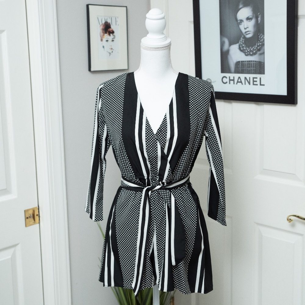 NWT Boohoo Black and White Romper